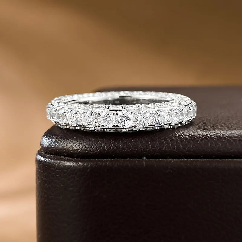 PANSYSEN Luxury 925 Sterling Silver Pink Sapphire High Carbon Diamond Ring for Women 18k White Gold Plated Wedding Party Jewelry