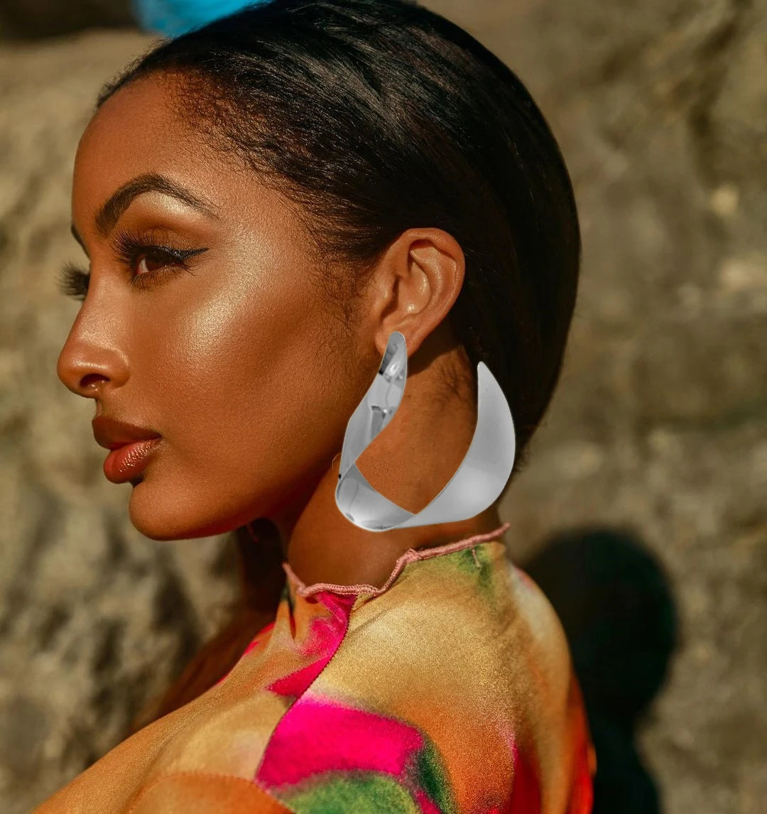 Fashion Jewelry Big Gold Color Round Geometric Earrings Dangle Drop Earrings For Women African Wedding Party Gifts