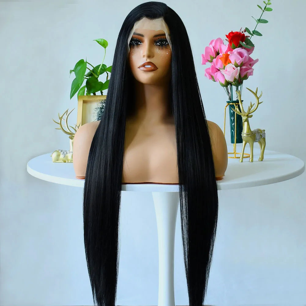 Grey Straight Lace Front Wig With Preplucked Hair for Women