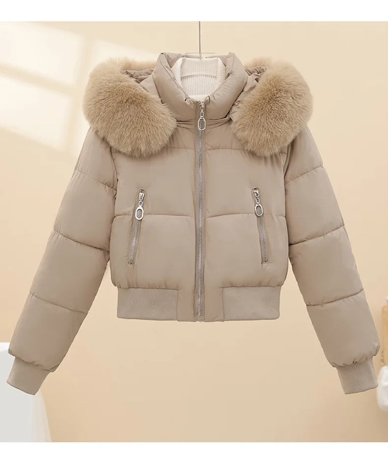 Warm Hooded Cotton Padded Winter Parka Coat for Women