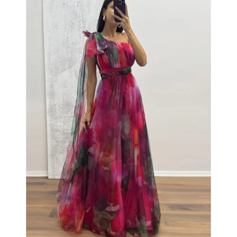 Casual Party Mesh Printed Lightweight A-Line Dress for Women