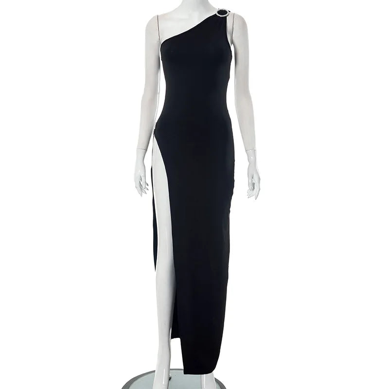 Backless One Shoulder Maxi Dress
