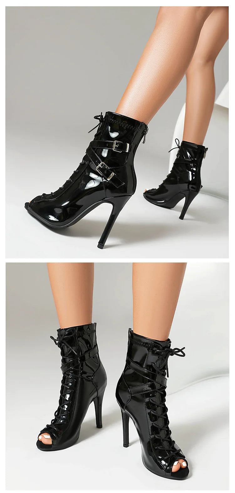 Lace Up High Heel Jazz Dance Ankle Boots for Women