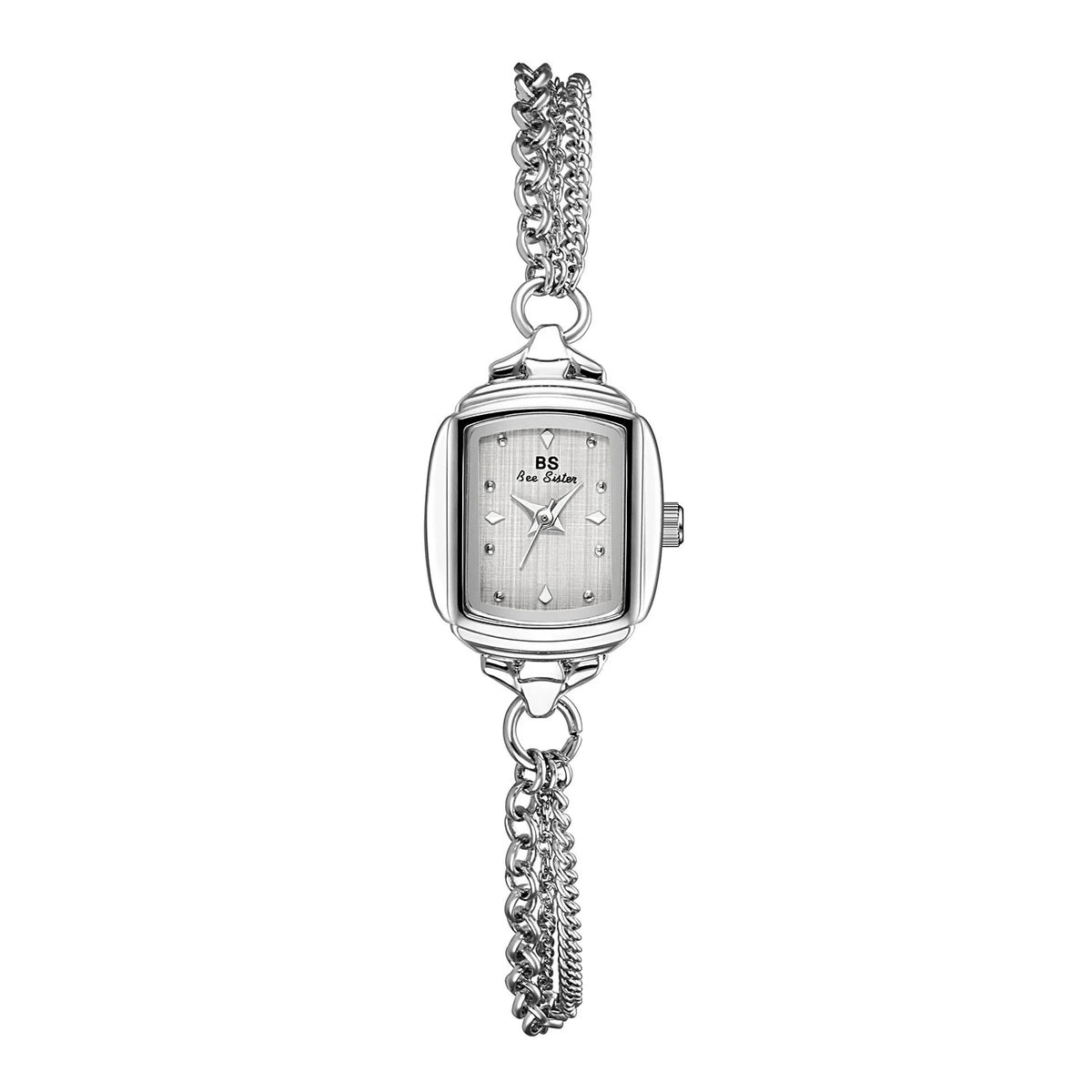 Light Blue Bracelet Watch With Silver Quartz Movement for Women