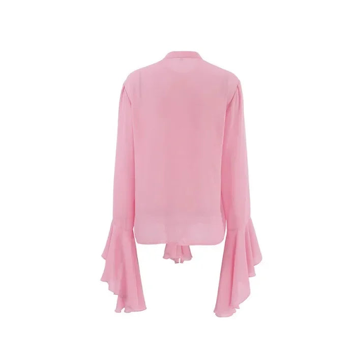 Elegant Blouses Women Fashion Sexy Hot Girl Ruffle Long Sleeve Shirt New Style Temperament Cardigan Top Y2k 2025 Summer New