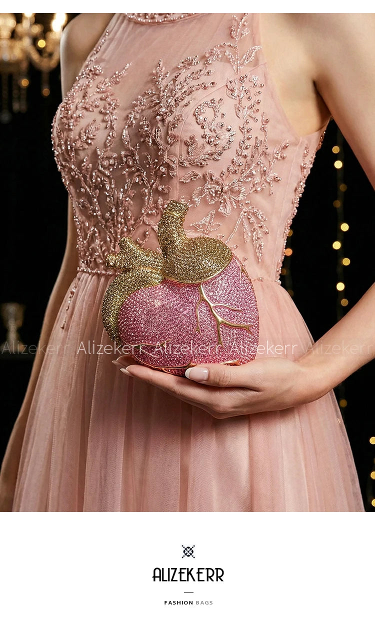 Gorgeous Rhinestone Heart Shaped Evening Bag for Women