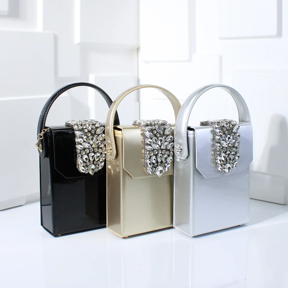 Exquisite Compact Banquet Bag for Women Luxury Rhinestones Square Box Versatile Wedding Clutch Purse Evening Dress Bag