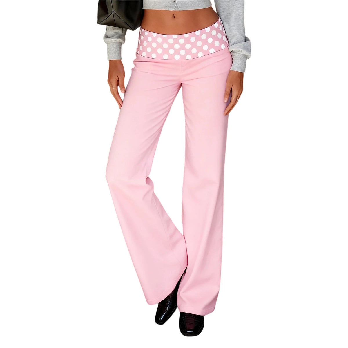 Y2K Polka Dot Patchwork Casual Lounge Pants for Women