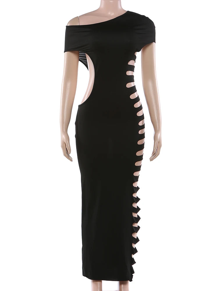Elegant Long Off Shoulder Hollow Out Maxi Dress for Women