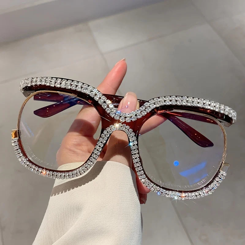Oversized Rhinestone Fashion Glasses