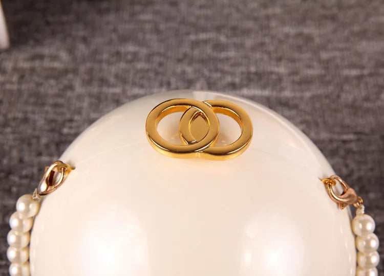 Pearl Embellished Round Acrylic Clutch Bag for Women