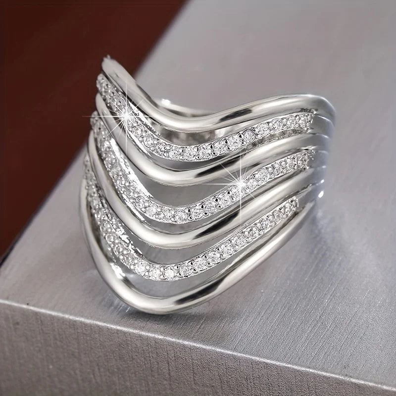 Multi Layer Rhinestone Statement Ring
