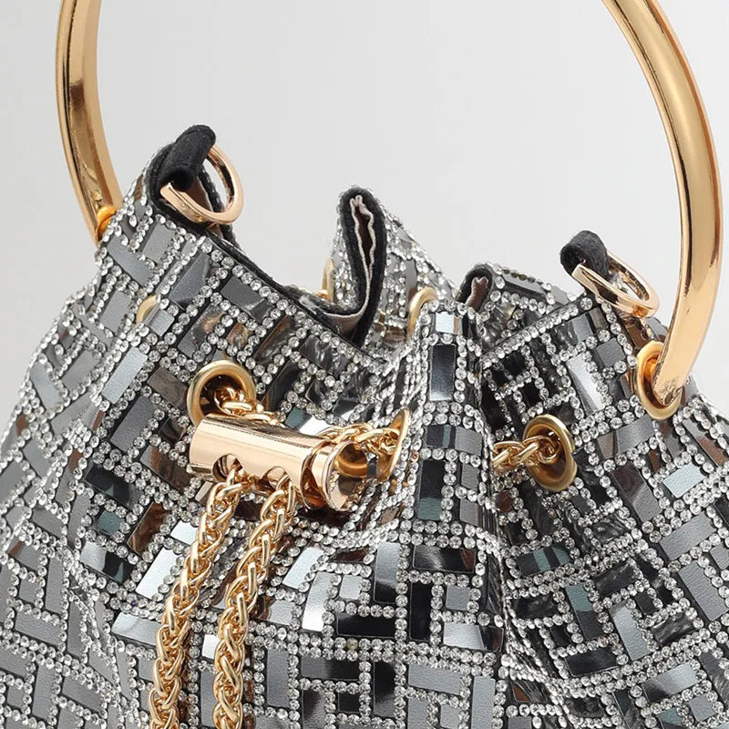 Rhinestone Evening Bucket Handbag