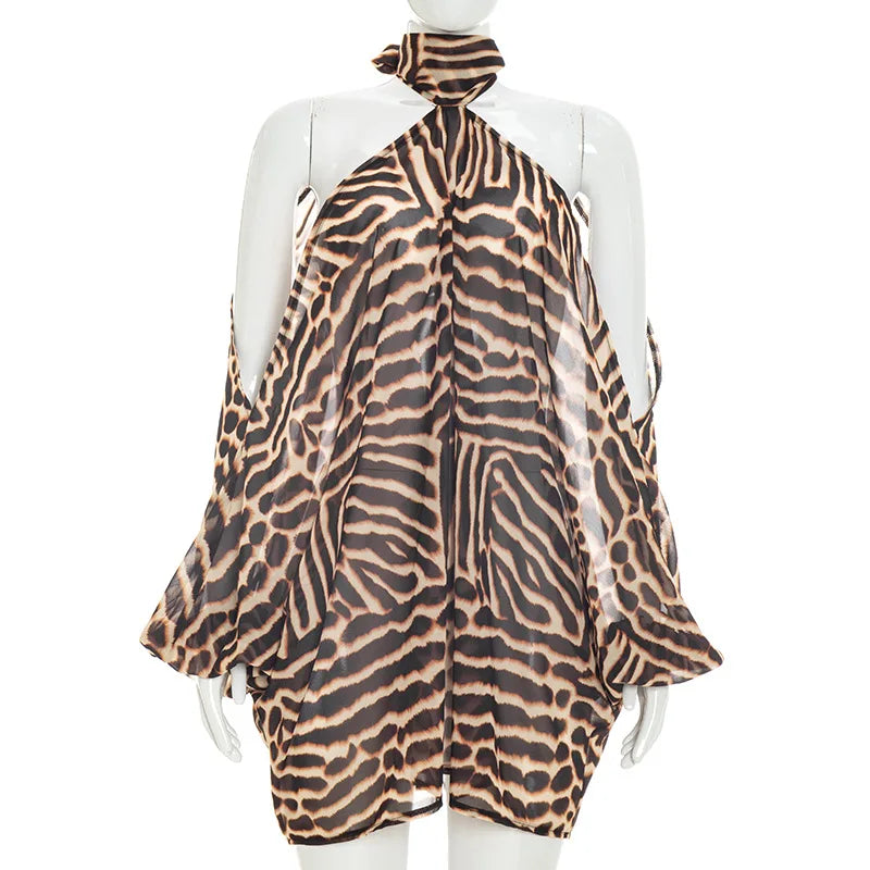 Striped Halter Off Shoulder Two Piece Set for Women