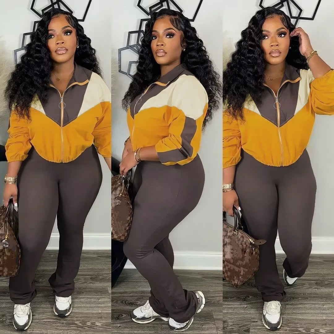 Pant Set Women Two Piece Sets Matching Sets Y2k Streetwear Zipper Coats Long Pants High Waist Sports Suit Sportswear 2025