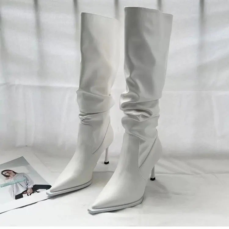 Elegant Pointed Toe Stiletto Knee High Boots for Women