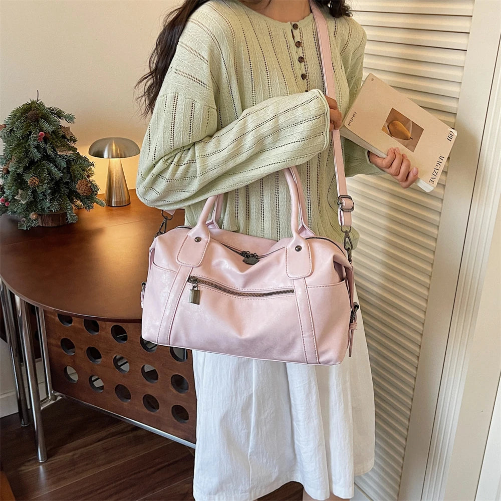 Practical Pure Color Vegan Leather Shoulder Crossbody Bags for Women