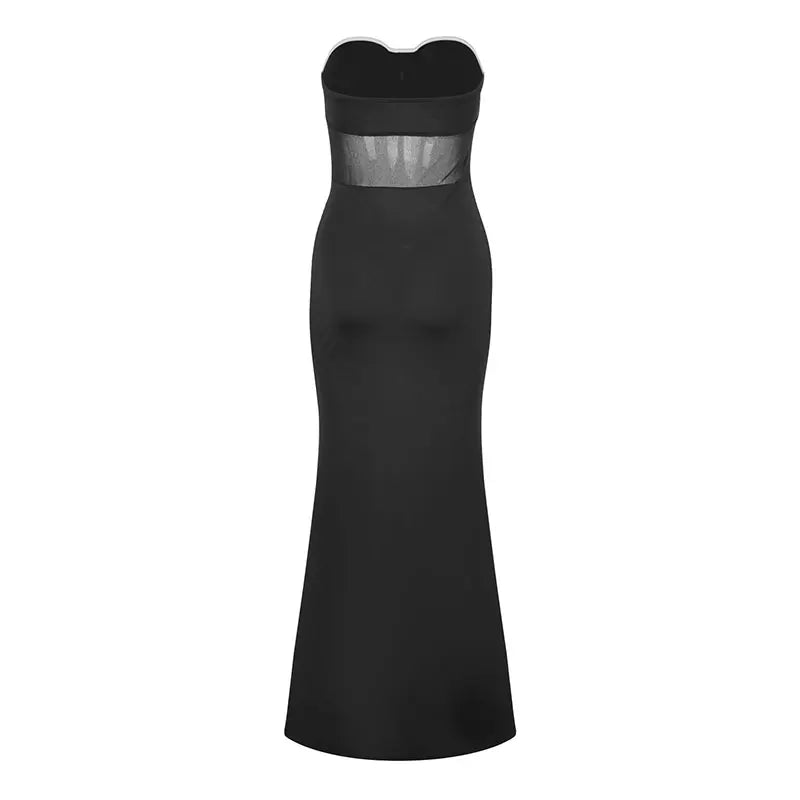 Summer New Women Maxi Dresses Black Sexy Sleeveless See Through Dress Fashion Club Party Casual Slim Elegant Lady Dress Clothing