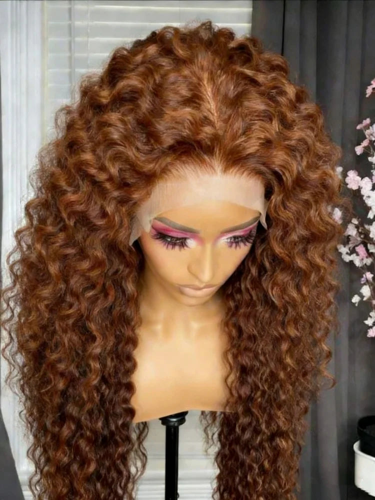 Chocolate Brown Deep Wave Human Hair Wig for Women