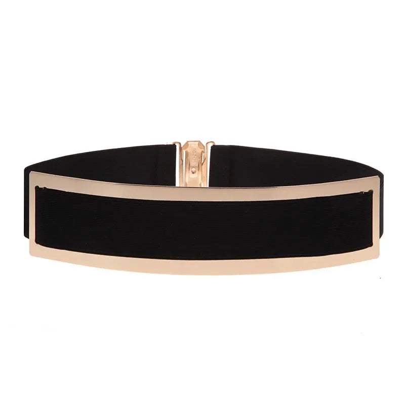 Pearl Embellished Wide Elastic Waist Belt for Women