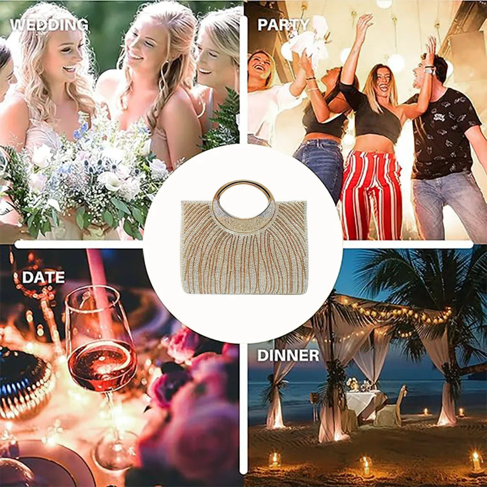 New Dinner Women's Bag Fashionable Diamond-encrusted Mini Women's Shoulder Bag Luxury Brand Shiny Banquet Party Bag for Women