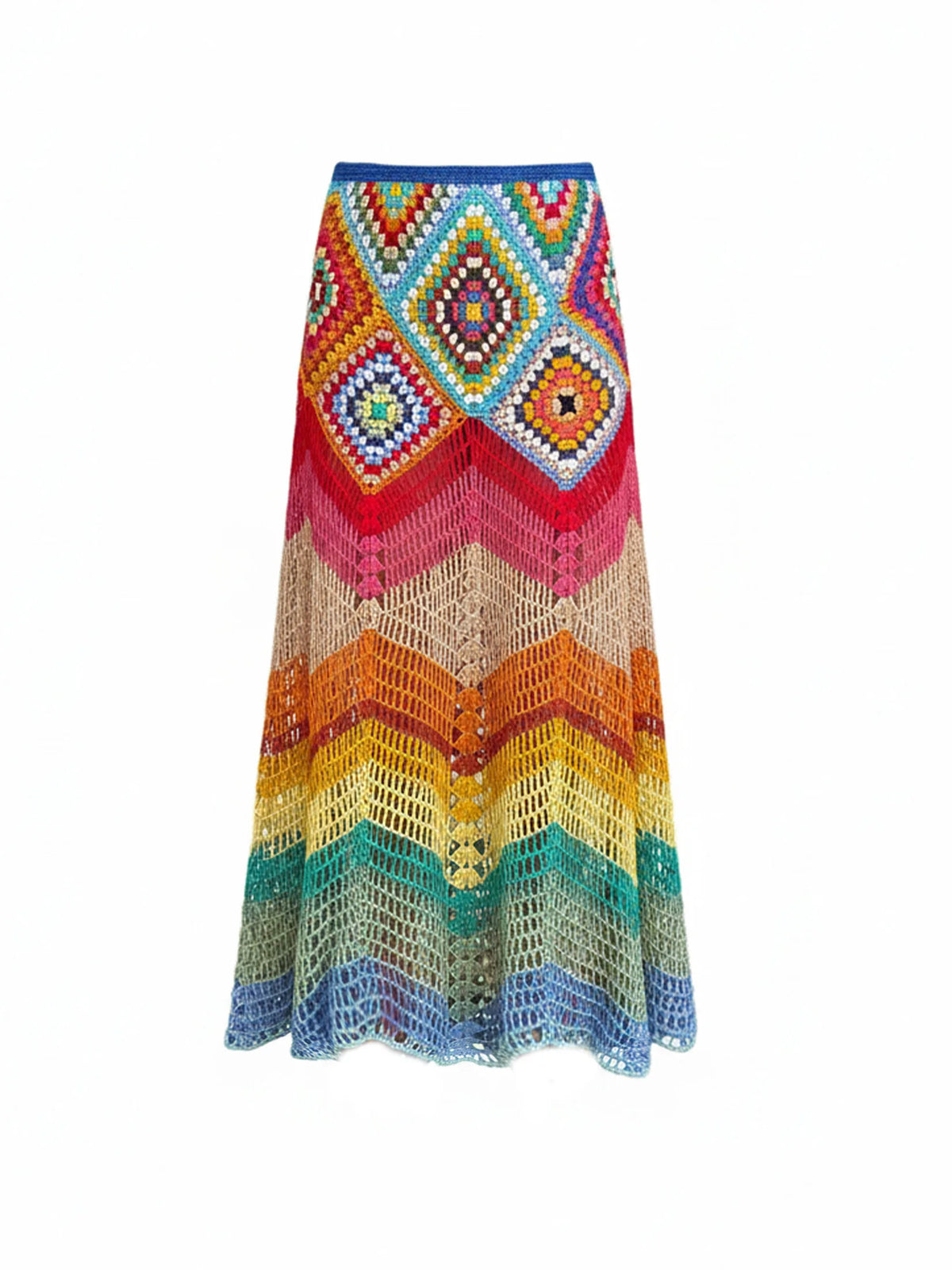 Crochet Cutout Boho Cover Up Skirt