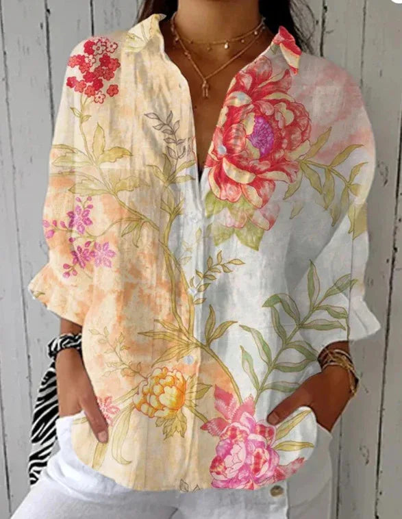 Ditsy Floral Oversized Dropped Shoulder Blouse for Women