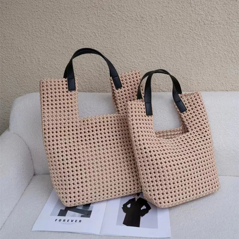 Rope Woven Shoulder Tote Bag