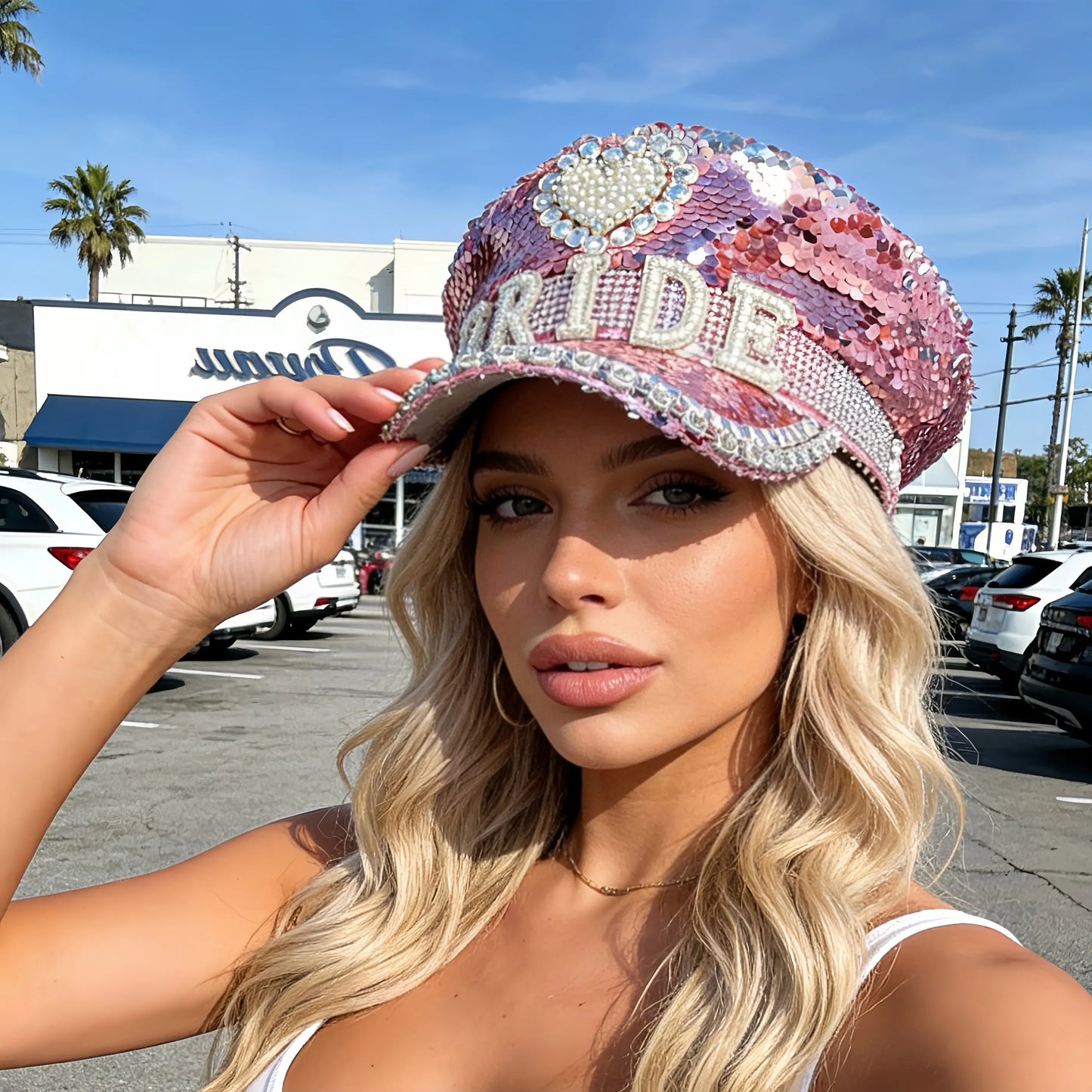 Black Luxury Steampunk Rhinestone Baseball Cap for Women