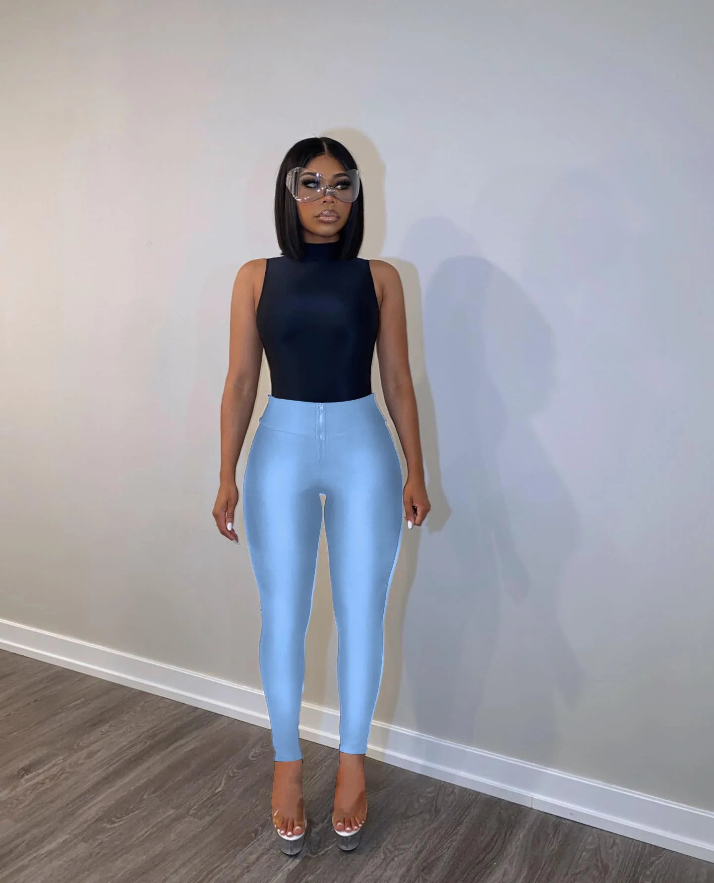 FAGADOER Summer New Fashion Zipper Patchwork Leggings Pants for Woman Solid Color High Waist Bodycon Pants Female Sportswear New