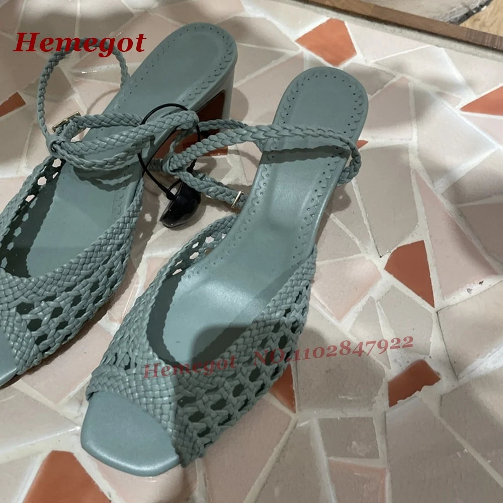 Hollow Out Sandals Open Toe Slingback Blue for Women