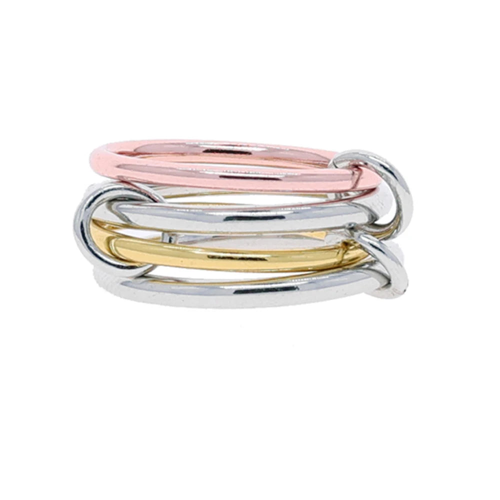 Gold Tone Pink Zircon Stacking Band Rings for Women