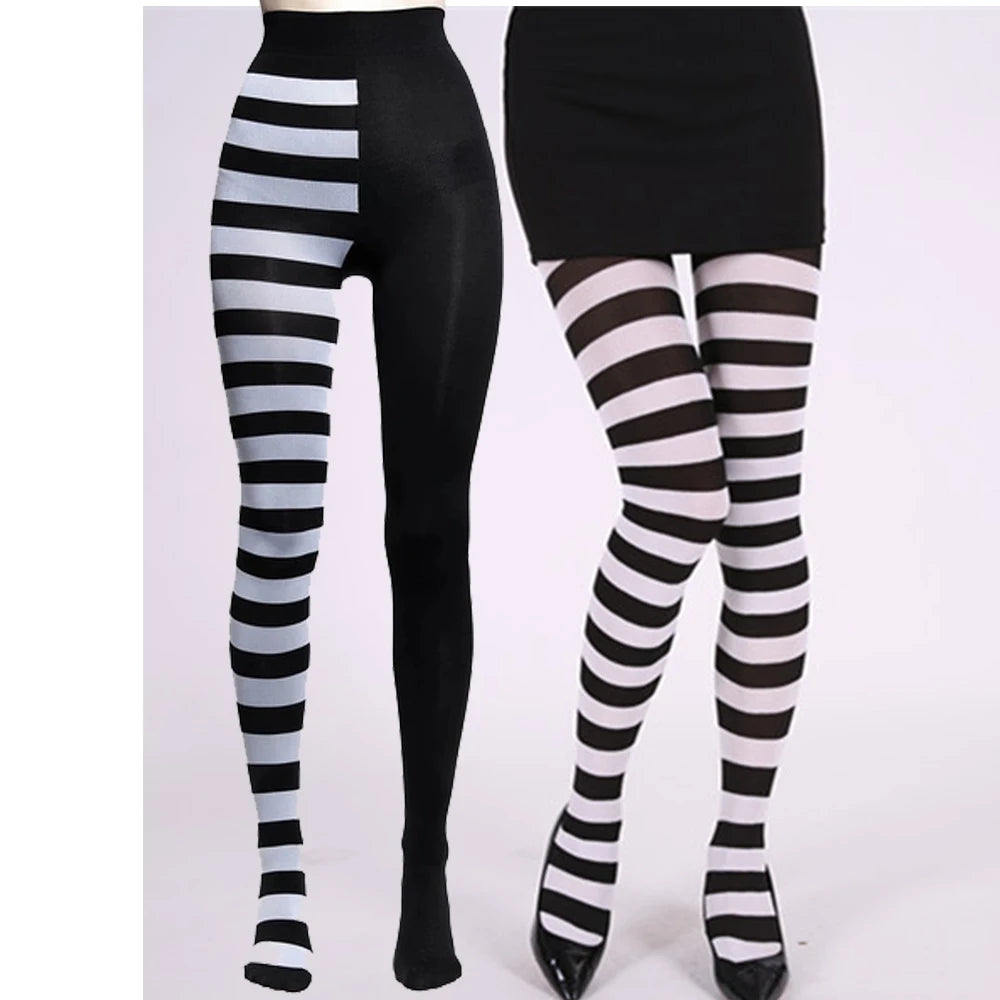 FCCEXIO New Striped Yoga Legging Women Print Goth Style Long Tights Casual Punk Ladies Sport High Waist Workout Elastic Leggings