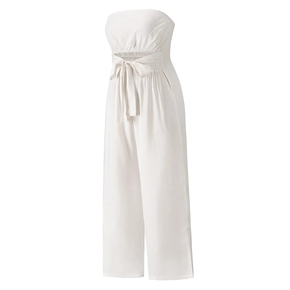 Casual Backless Slim Suspenders Straight Jumpsuit for Women