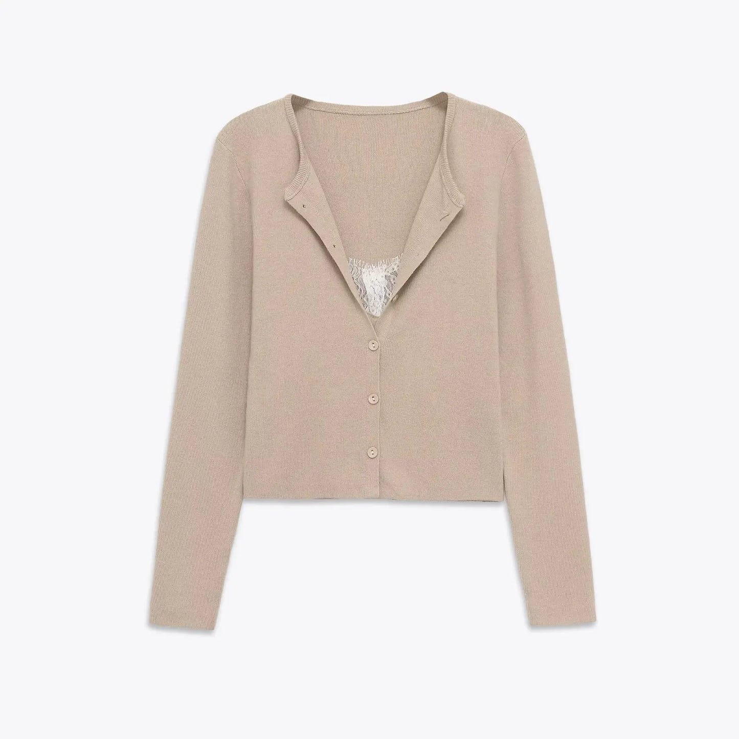 Slim Lace Knit Cardigan With V Neck Lightweight for Women