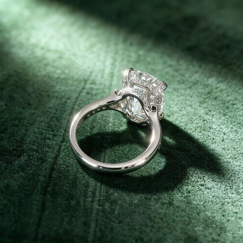 Old European Cut Moissanite Sterling Silver Ring for Women