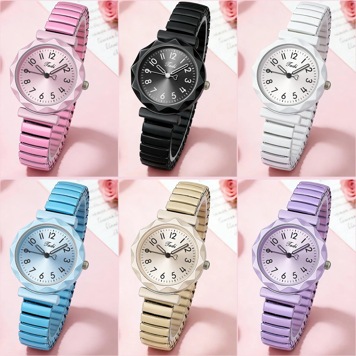 Round Dial Elastic Band Quartz Watch