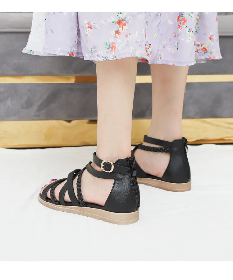 Casual Summer Bohemian Woven Slip On Flat Sandals For Women