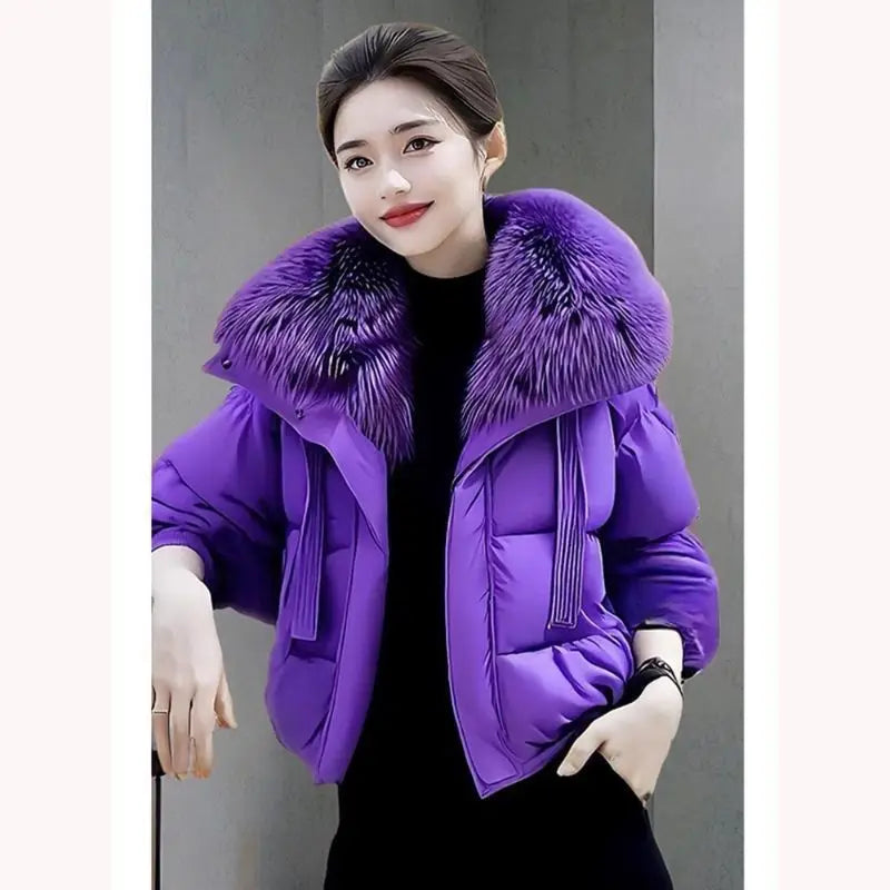 Casual Loose Fit Mao Collar Cotton Padded Coat for Women