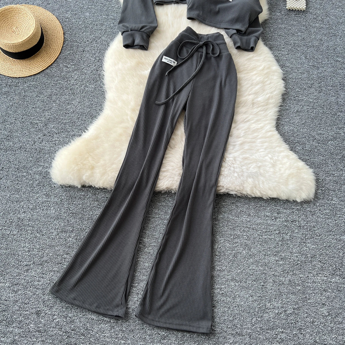 Sporty Three Piece Hoodie, Camisole and Pants Set for Women