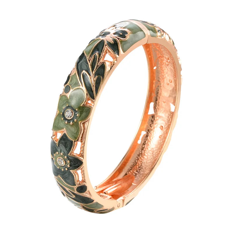 Elegant Double Enamel Cloisonne Bangle Set for Women