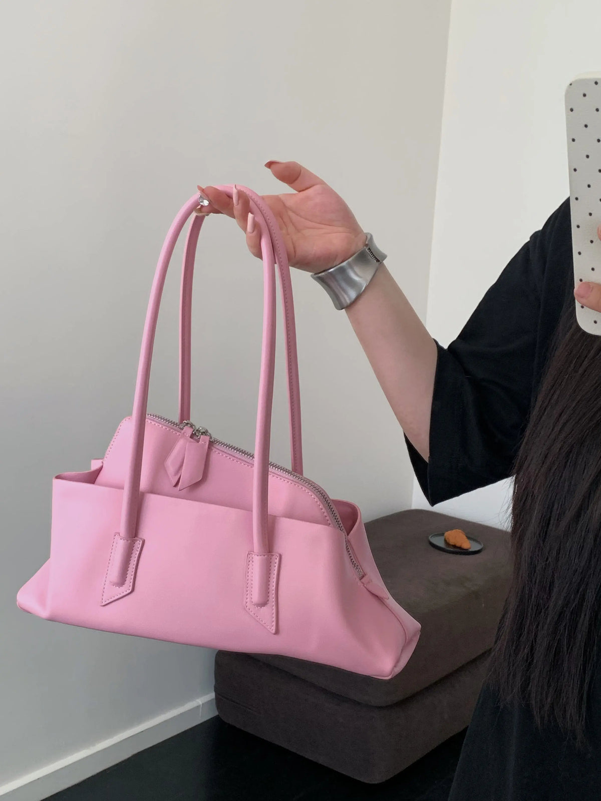 Retro Crocodile Pattern Large Capacity Tote Bag Design Women's Pleated  Leather Shoulder Bag Female Daily Commuter Bag 2025