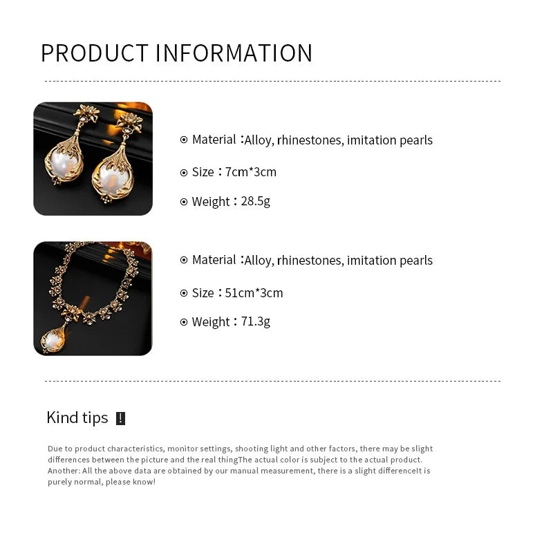 Pearl Flower Necklace And Earring Set