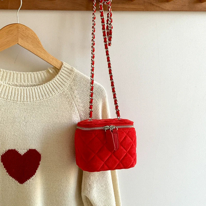 Mini Denim Crossbody Bag with Chain Strap for Women