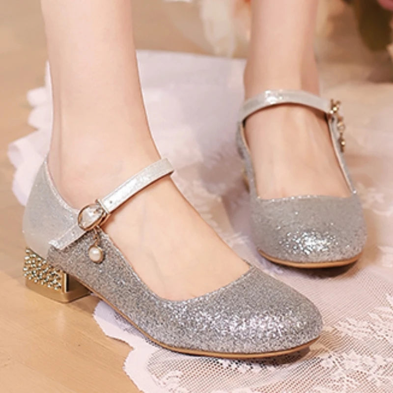 Sequined Square Toe Mary Jane Pumps