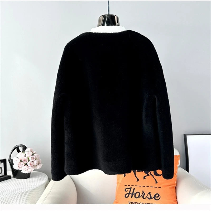 Real Shearling Wool Coat