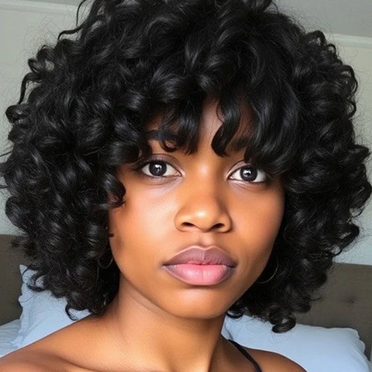 Egg Curl Pixie Cut Wig With Bangs