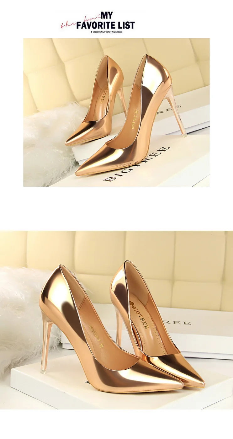 Classic Patent Leather Stiletto High Heel Pumps for Women