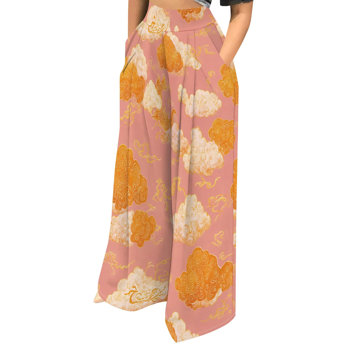 High Waist Zebra Print Wide Leg Palazzo Pants for Women