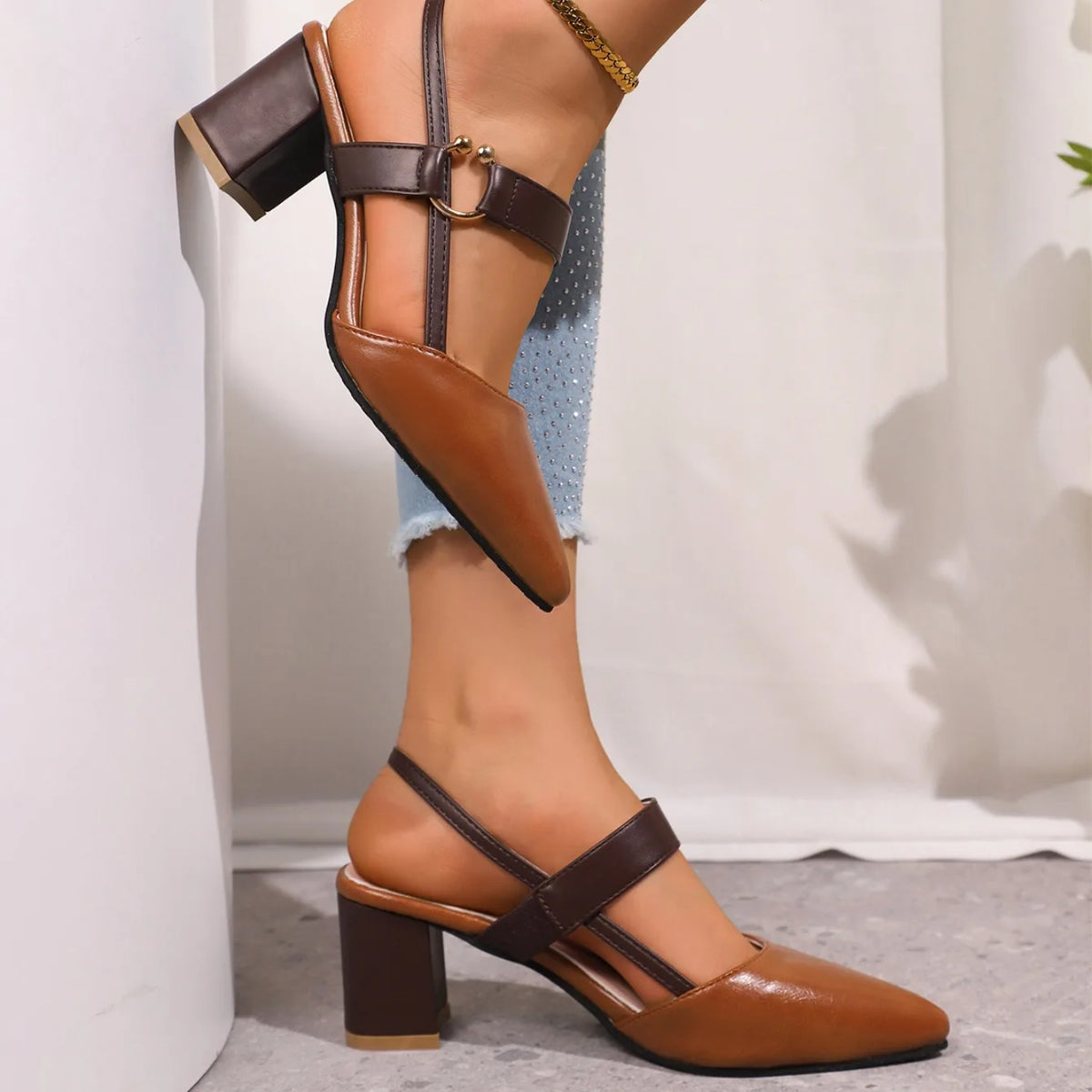 Elegant Pointed Toe Slingback High Heel Sandals for Women